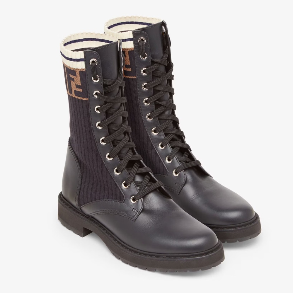 **LIKE NEW, BARELY WORN** FENDI Rockoko Leather Biker Boots